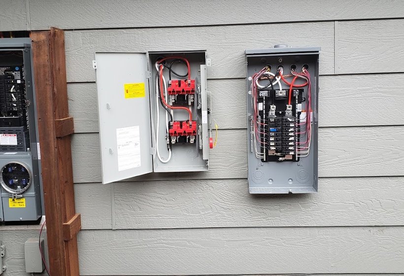 Open electrical panel upgrade work by LoDolce Electric