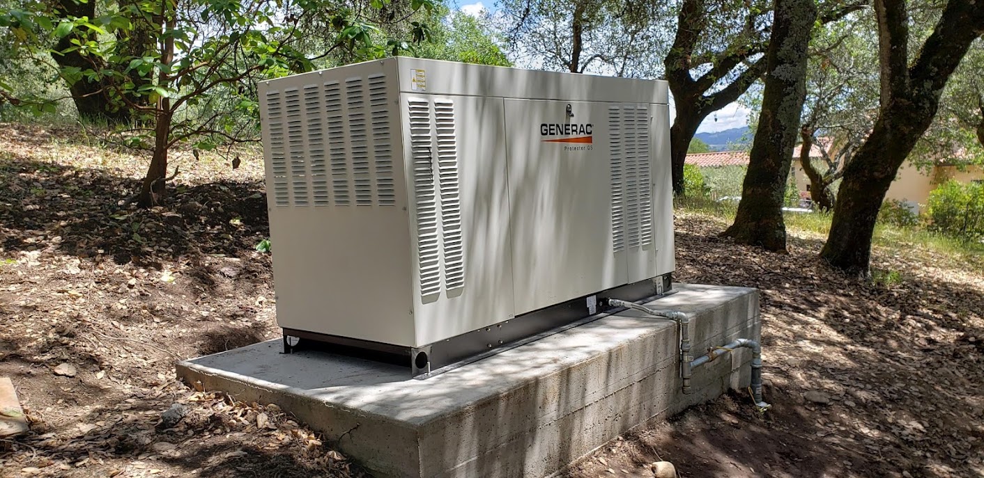 Generac standby generator on a concrete base